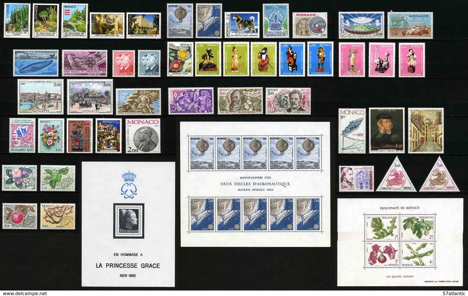 MONACO - ANNEE COMPLETE 1983 - AVEC PREOS, BLOCS, TAXE -  40 TIMBRES NEUFS ** + 3 BLOCS NEUFS ** - Full Years