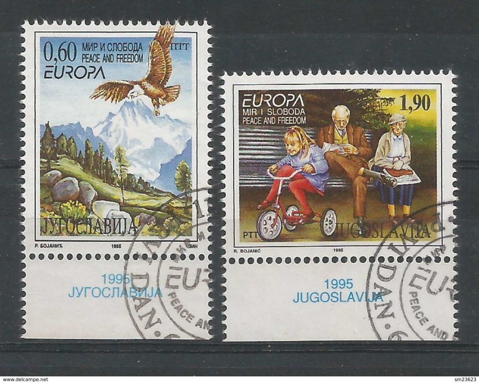 Jugoslawien 1995  Mi.Nr. 2712 / 2713 ,  EUROPA CEPT - Frieden Und Freiheit - Gestempelt / Used / (o) - Gebraucht