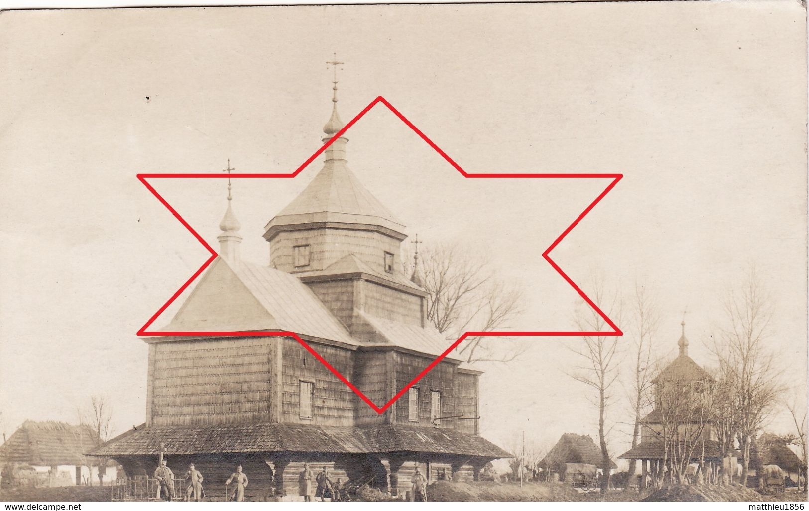 CP Photo Aout 1917 SARNKI-SREDNIE (Sarnki-Dolne Près De Brzezany) - église, Galizien, Un Pigeonnier (A185, Ww1, Wk 1) - Ucraina