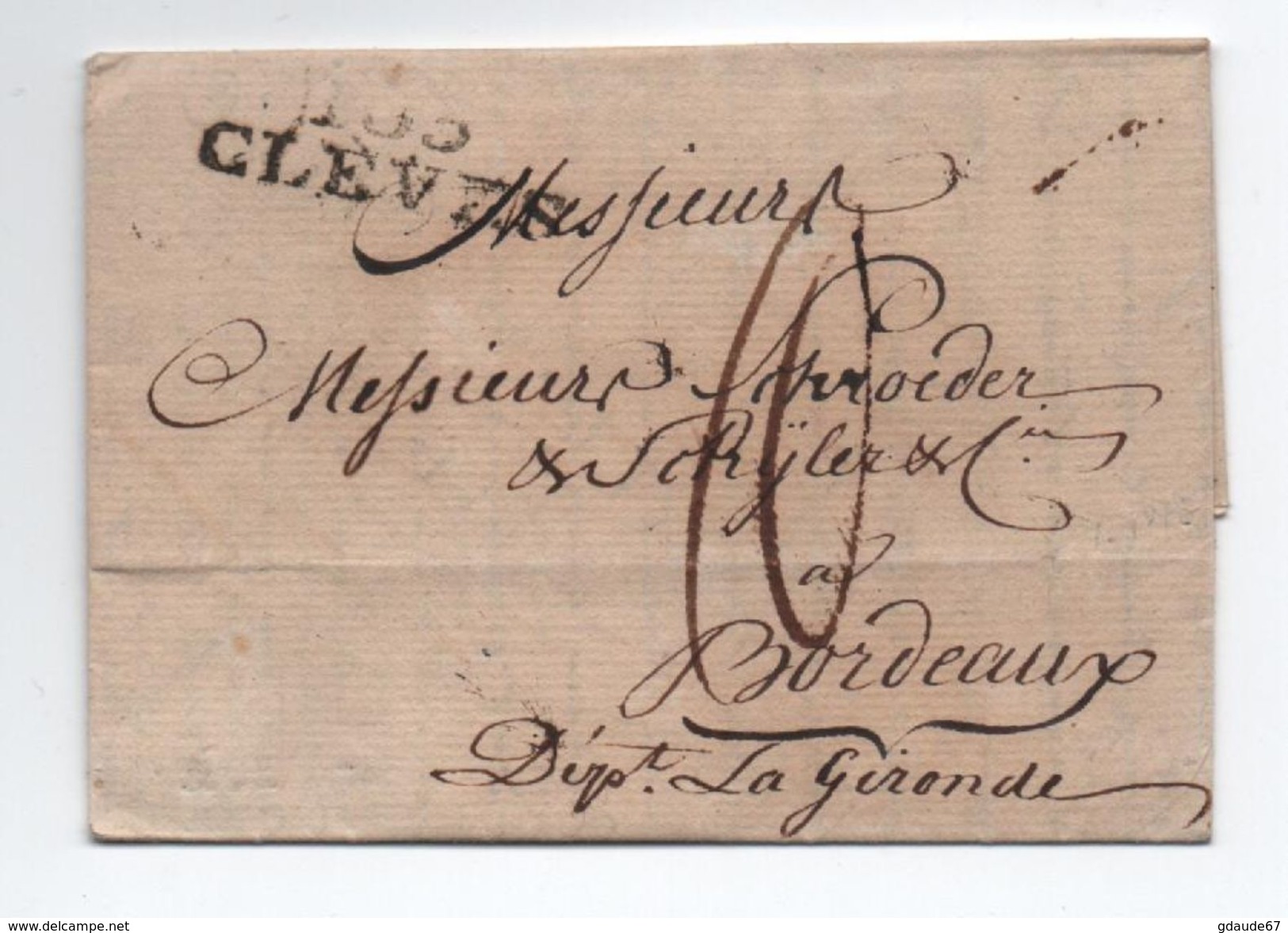 1812 - LETTRE De CLEVES Avec MP CLEVES 103 (KLEVE) - DEPARTEMENT CONQUIS - 1792-1815: Conquered Departments