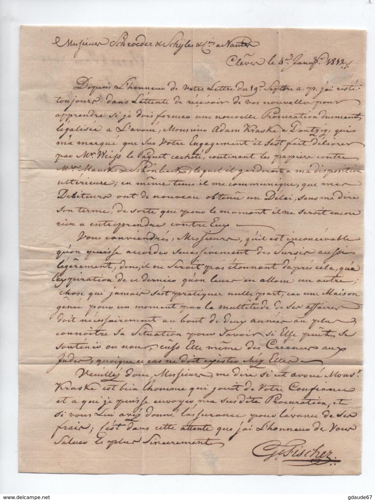 1812 - LETTRE De CLEVES Avec MP CLEVES 103 (KLEVE) - DEPARTEMENT CONQUIS - 1792-1815: Départements Conquis