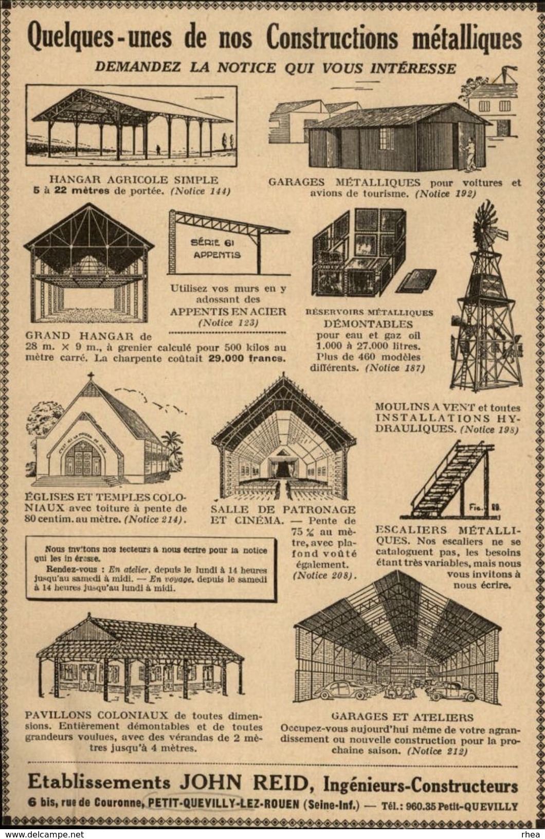 76 - PETIT-QUEVILLY - Publicité Issue D'une Revue De 1936 Et Collée Sur Feuille A4 - Constructions Métalliques - Pubblicitari