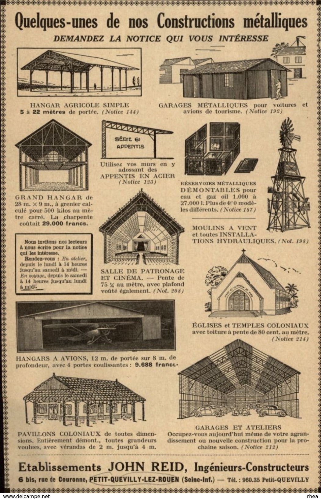 76 - PETIT-QUEVILLY - Publicité Issue D'une Revue De 1936 Et Collée Sur Feuille A4 - Constructions Métalliques - Pubblicitari