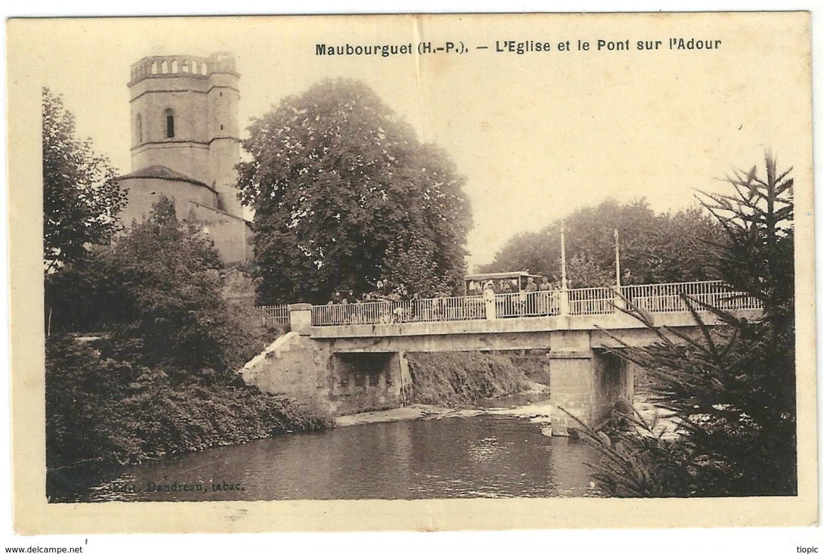 MAUBOURGUET   ( 65 )    Carte  Photo  -  L'Eglise Et Le Pont Sur L'Adour .  ( Vendu  En  L' état  ) - Maubourguet