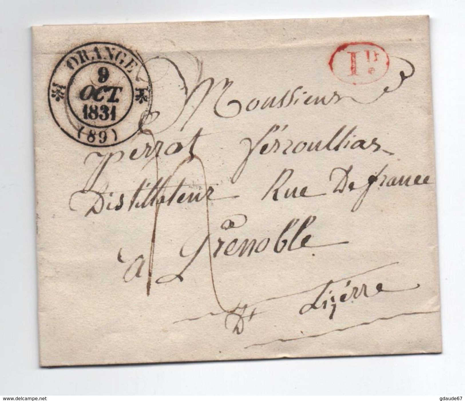 1831 - LETTRE De JONQUIERES (DECIME RURAL ROUGE) Avec TàD TYPE 12 D'ORANGE (VAUCLUSE) - 1801-1848: Précurseurs XIX