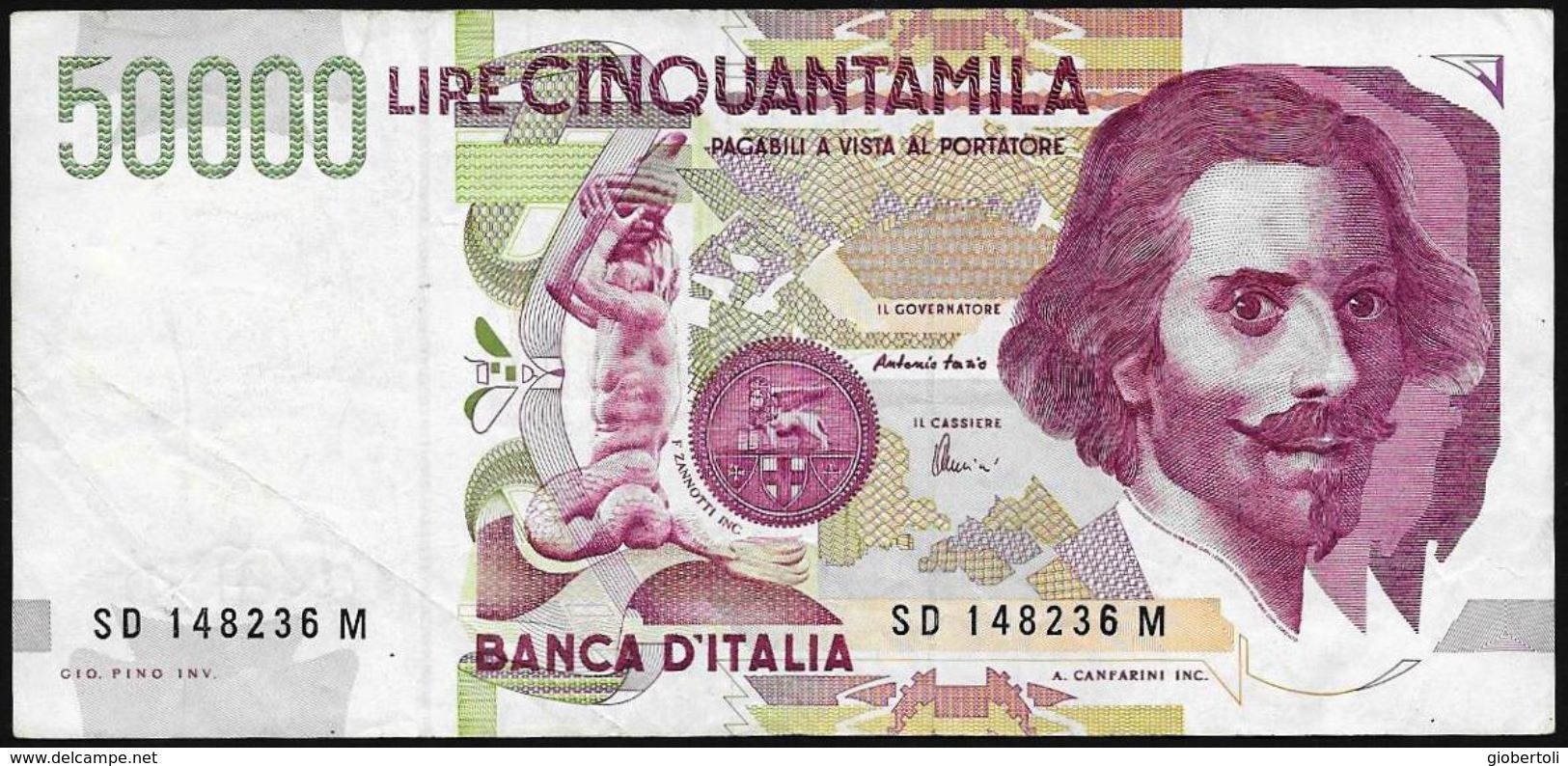 Italia/Italy/Italie: 50.000 LIRE BERNINI, 27/05/92 Antonio Fazio - 50000 Lire