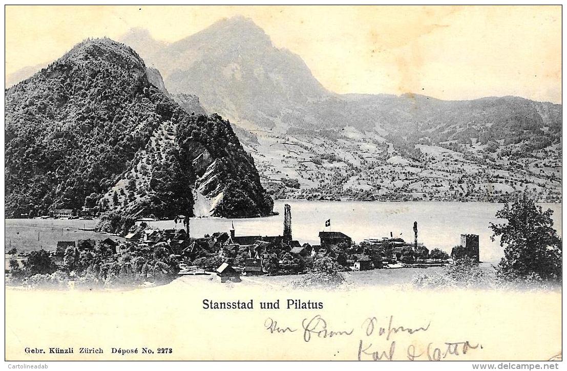 [DC9398] CPA - SVIZZERA - STANSSTAD UND PILATUS - Viaggiata 1899 - Old Postcard - Stans