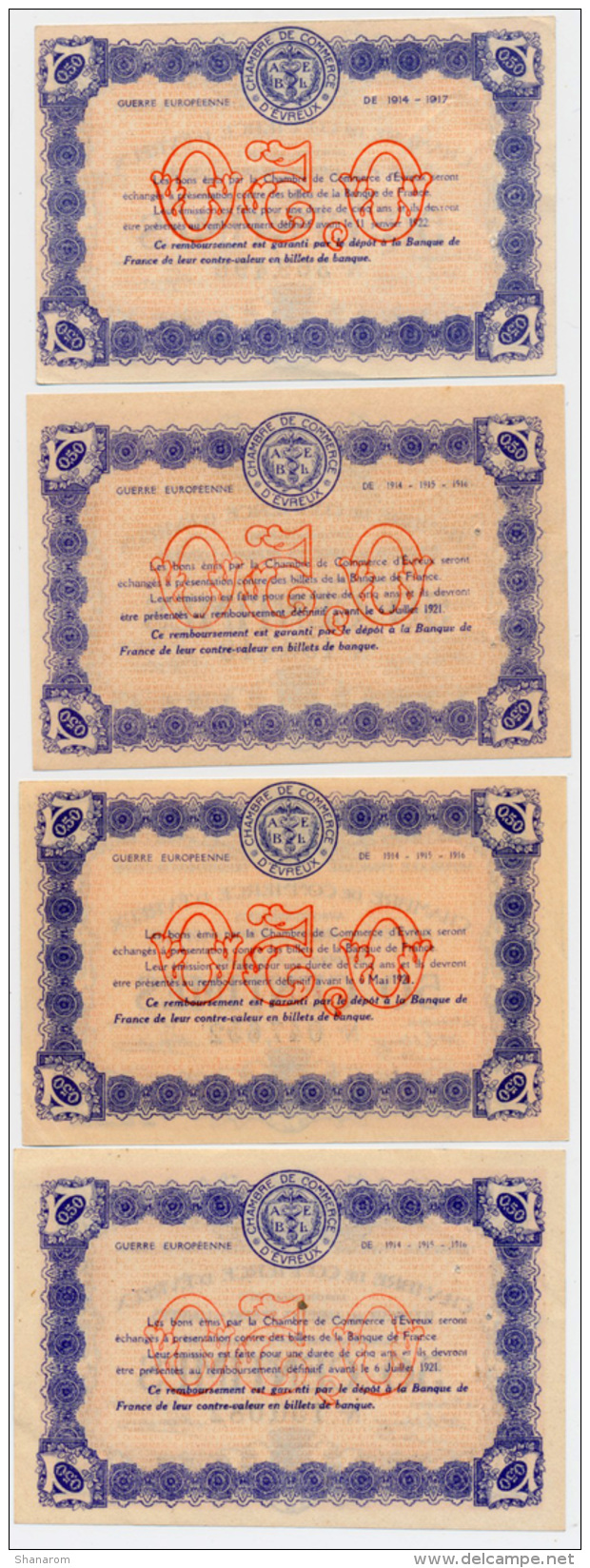 1914-1918 // C.D.C. // EVREUX //  4 X 50 Centimes - Chambre De Commerce