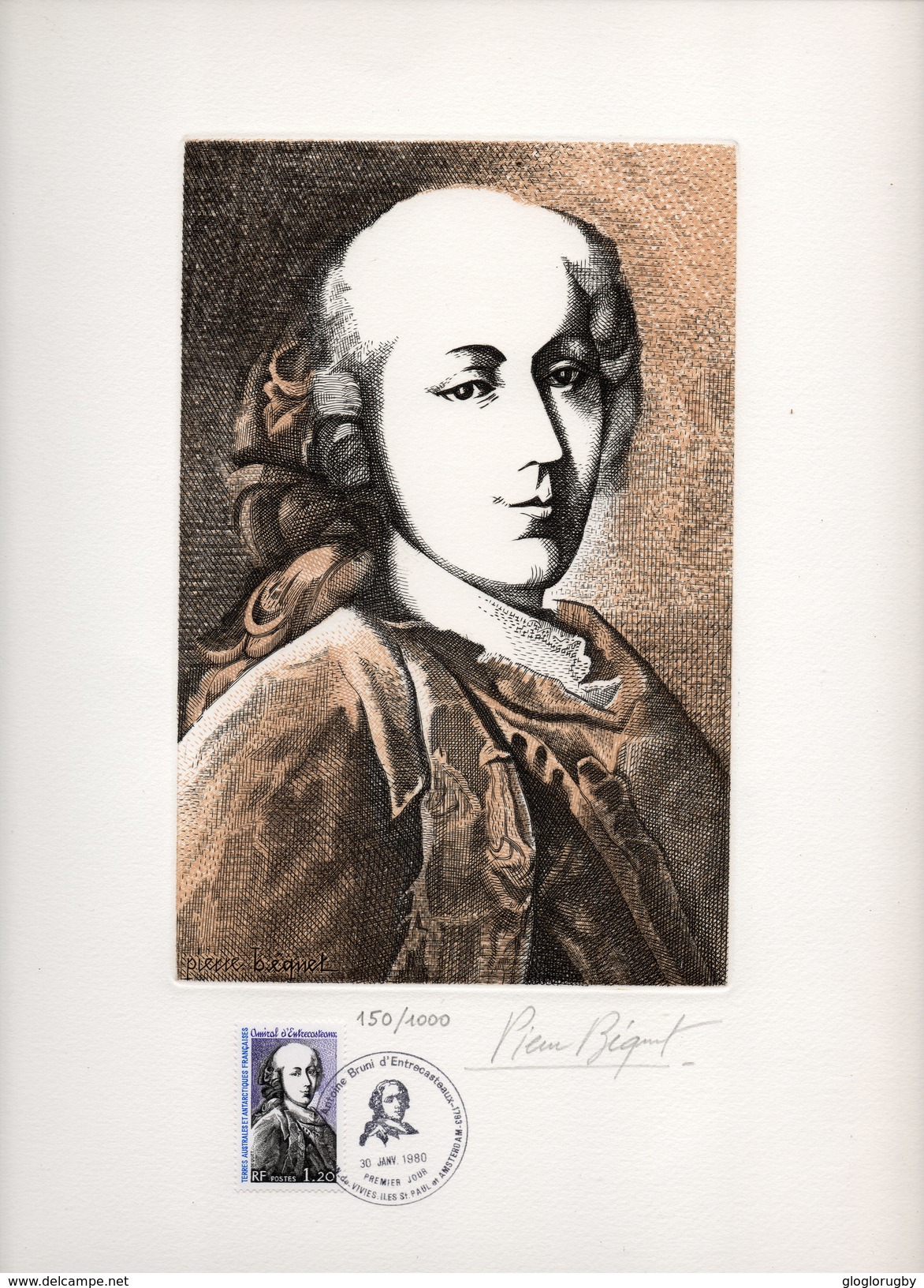 Lithographie  ENTRECASTEAUX (signée) Pierre BECQUET  TIRAGE 1000 RARE - Non Dentelés, épreuves & Variétés