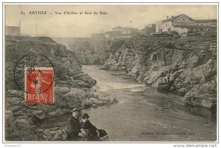 (64) 002, Arthez, Edition Maison Universelle 84, Vue D'Arthez Et Saut Du Sabo, Voyagée En 1908, TB - Arthez De Bearn