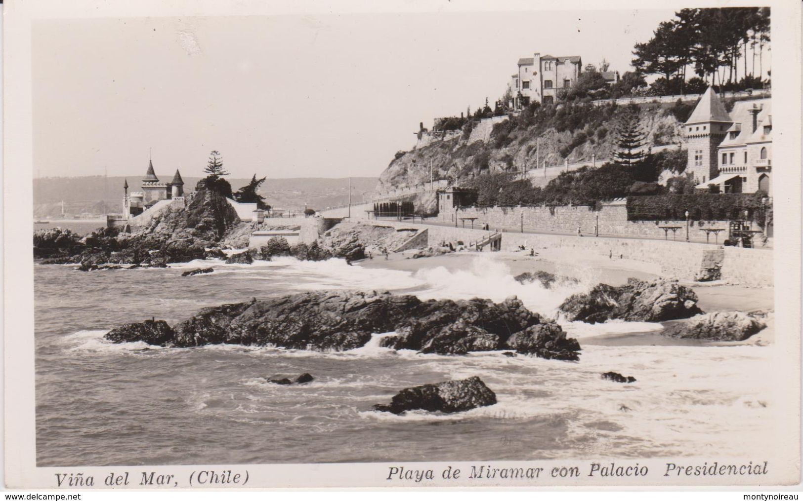 Amerique : Chili : Vina Del Mar , Playa  De Miramar Con Palacio Presedencial - Chili