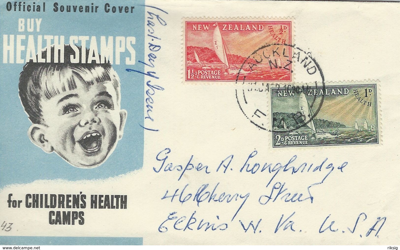 Health Stamps. New Zealand. Cover Sent To United States. H-1239 - Other & Unclassified