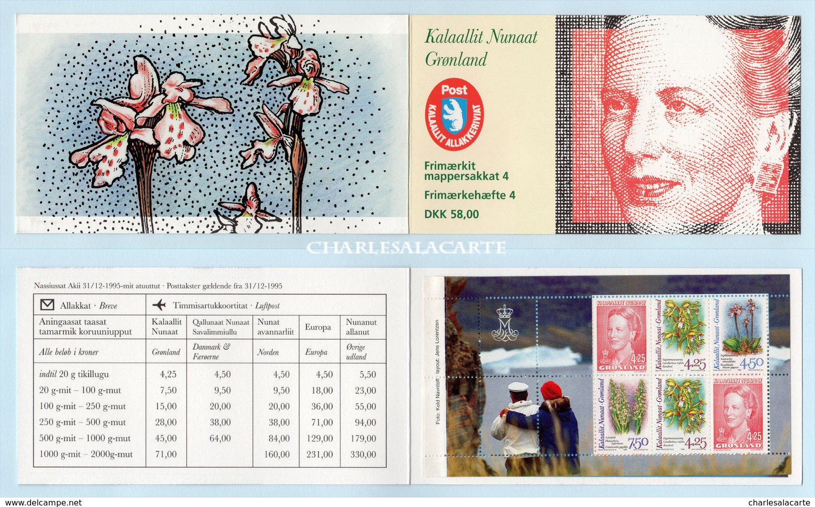 GREENLAND 1996  COMPLETE BOOKLET  ORCHIDS & QUEEN  FACIT H 4 - Postzegelboekjes