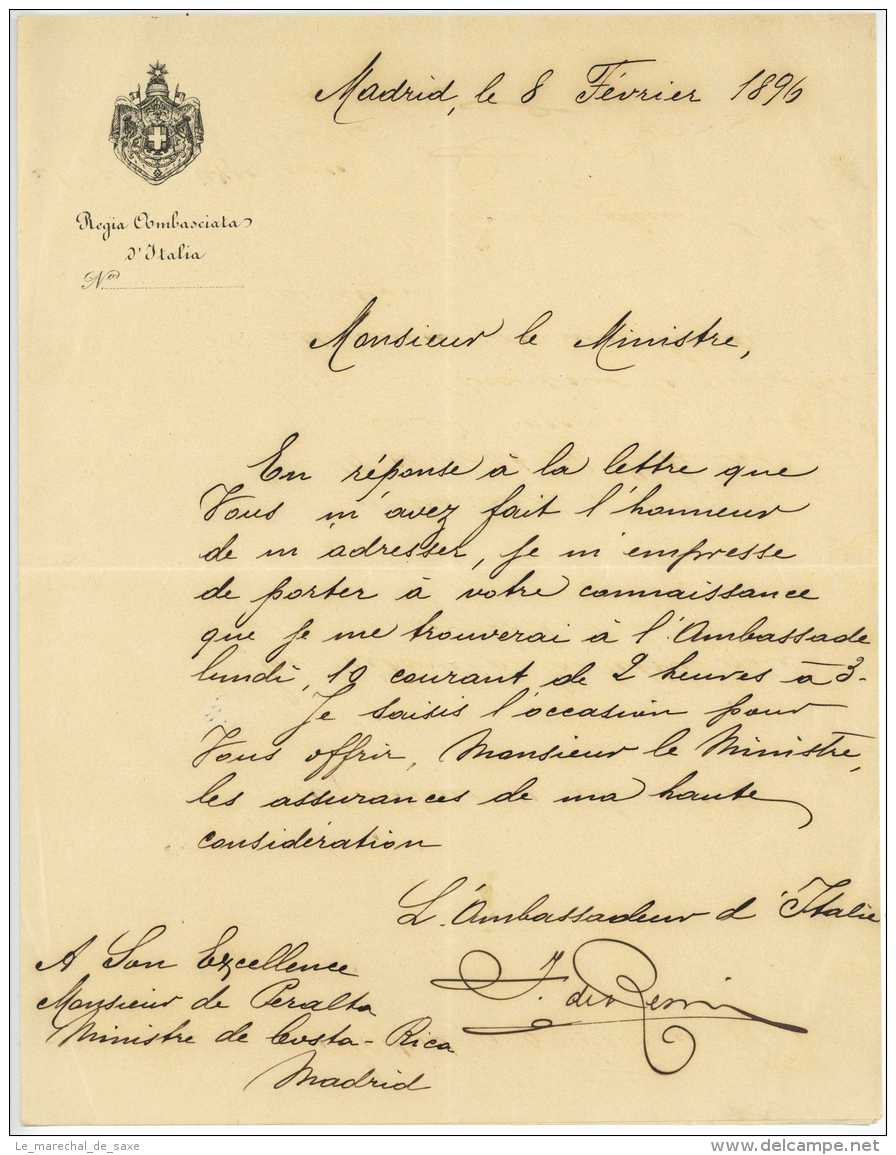 DE RENZIS, Francesco (Capua 1836 &ndash; Auteuil 1900). Italian Soldier, Diplomate, Journalist And Politician. Madrid - Documents Historiques