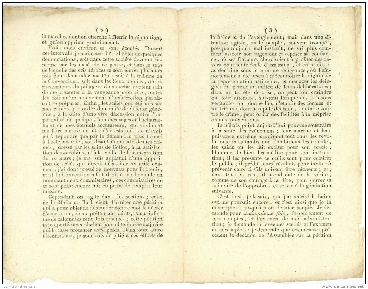 Revolution - Imprime 1793 - ROLAND DE LA PLATIERE, Jean-Marie (Thizy 1734 &ndash; Bourg-Beaudouin 1793 - Suicide) - Documents Historiques