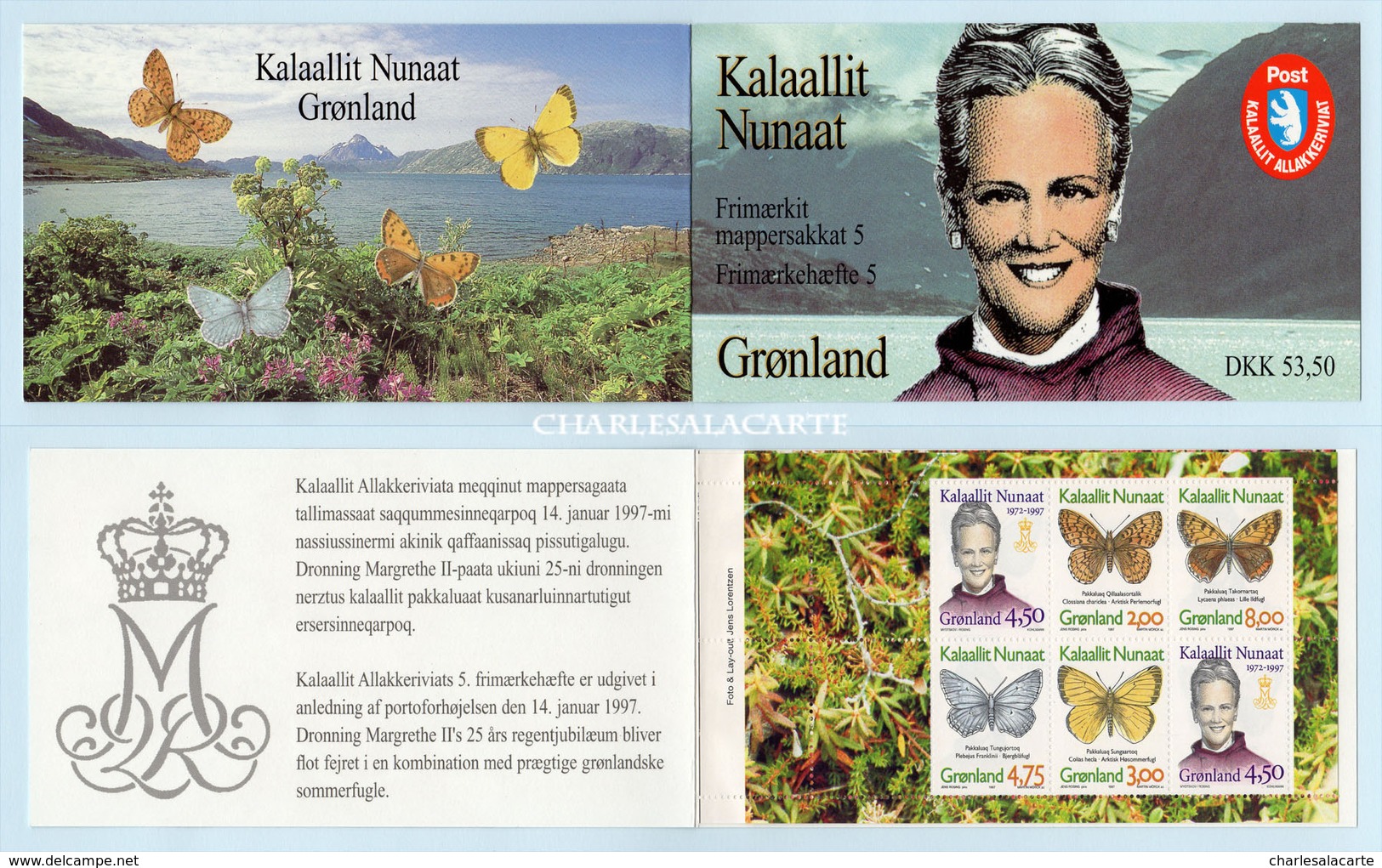 GREENLAND 1997  COMPLETE BOOKLET  BUTTERFLIES & QUEEN  FACIT H 6 - Booklets