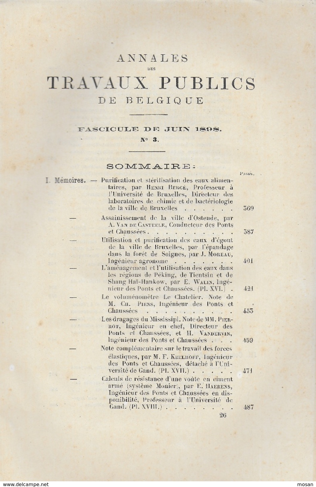 Annales Es Travaux Publics De Belgique. 1898. - 1801-1900