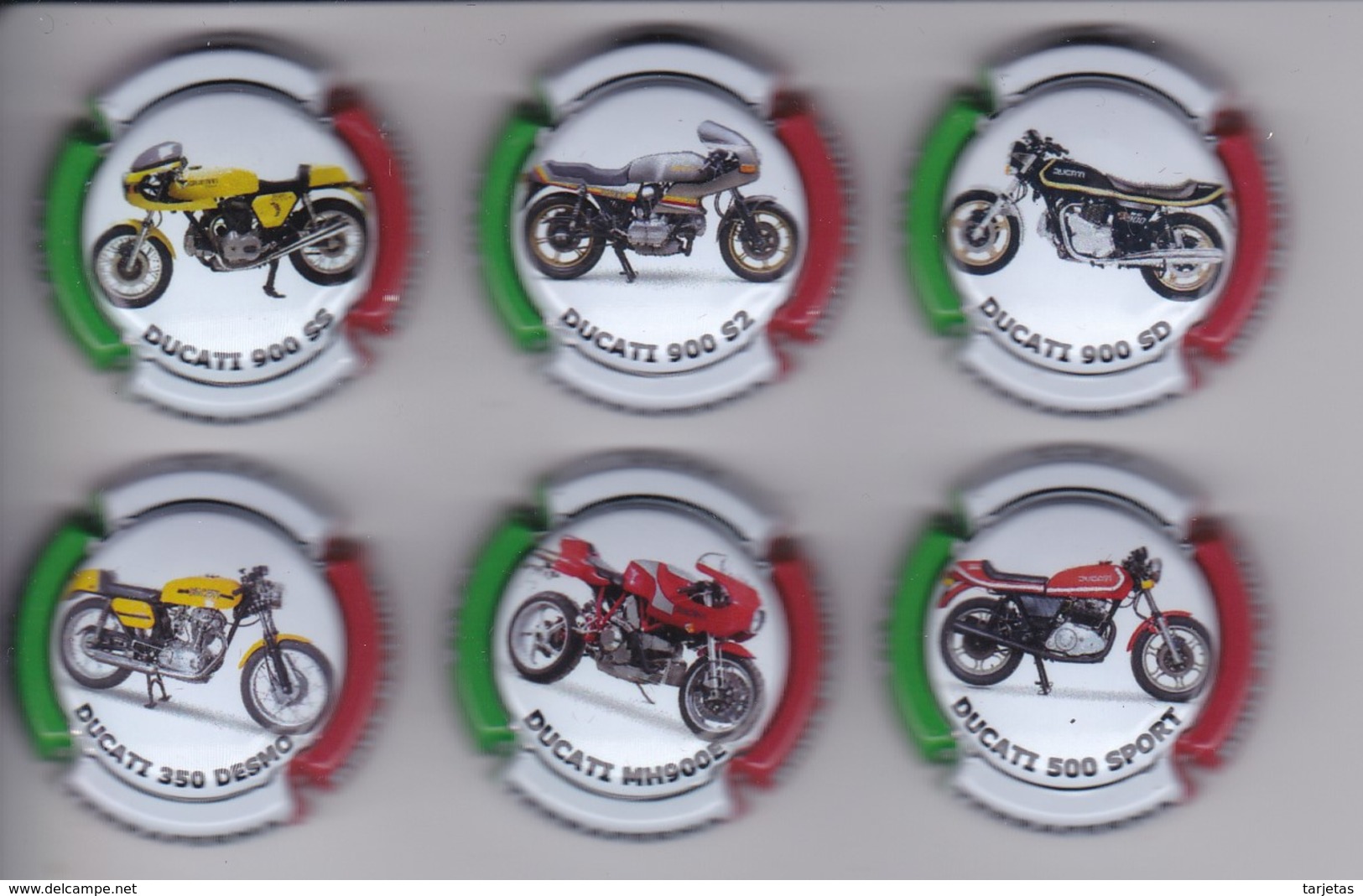 SERIE COMPLETA DE 6 PLACAS DE CAVA TERRAFERMA DE MOTOS (CAPSULE) MOTO DUCATI - Placas De Cava