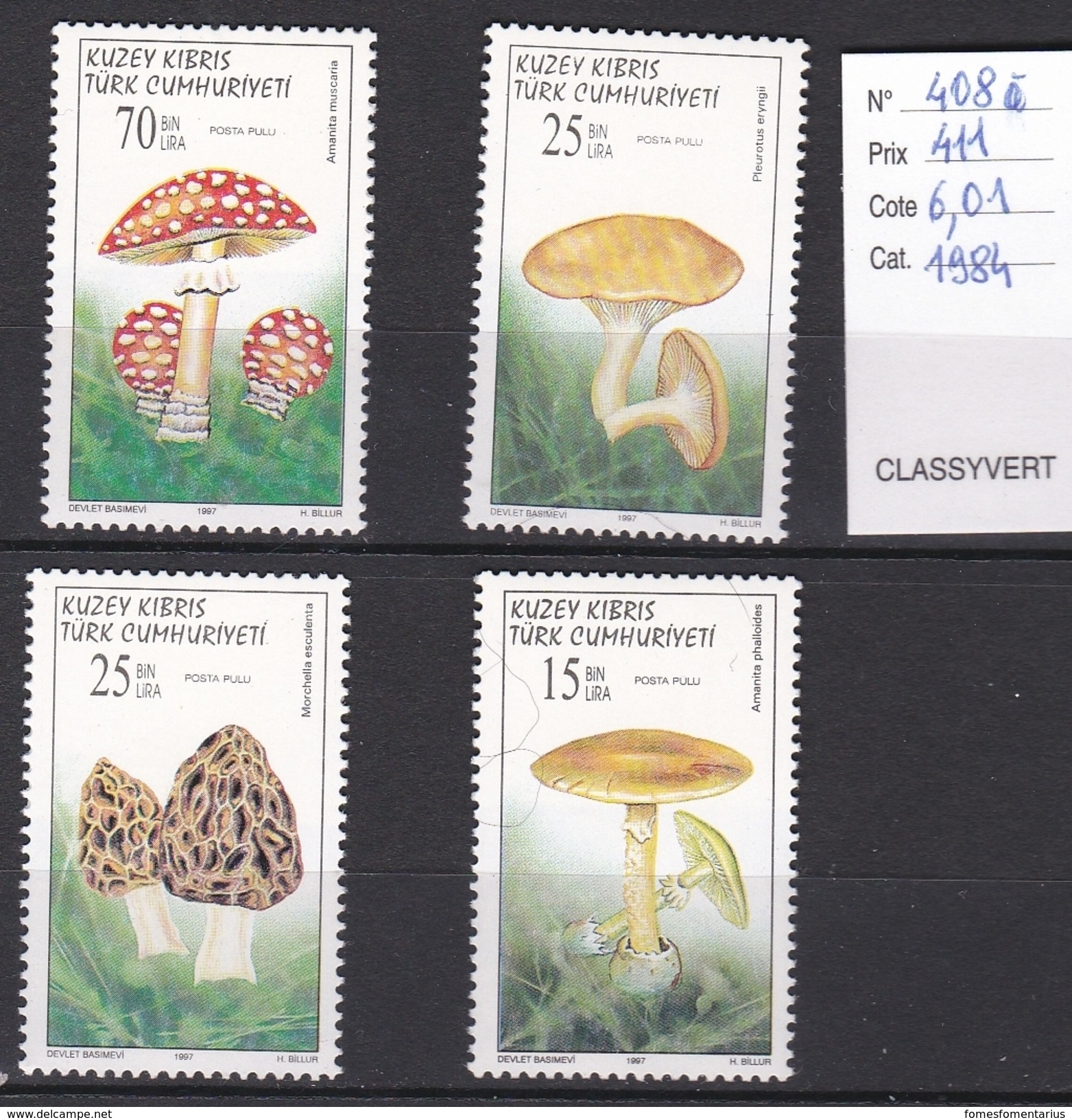 N° 408 à 411 Timbres Neufs Champignon De Turquie Champignon Champignons Mushroom Setas Pilze - Champignons