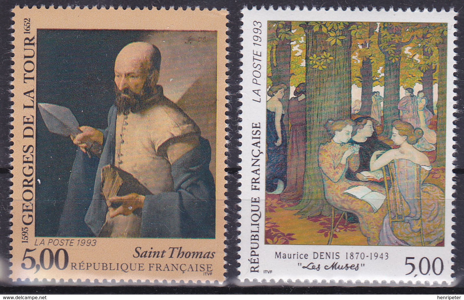 Série De 2 Timbres-poste Neufs** Série Artistique Saint-Thomas Les Muses - N° 2828-2832 (Yvert) - France 1993 - Nuevos