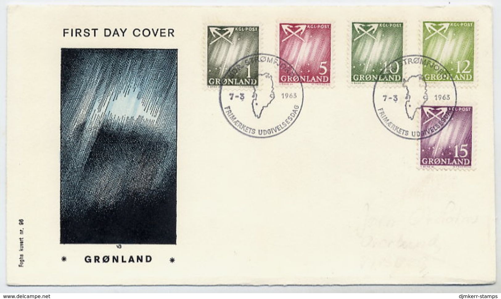 GREENLAND 1963 Aurora Definitives On FDC.  Michel 47-51 - FDC