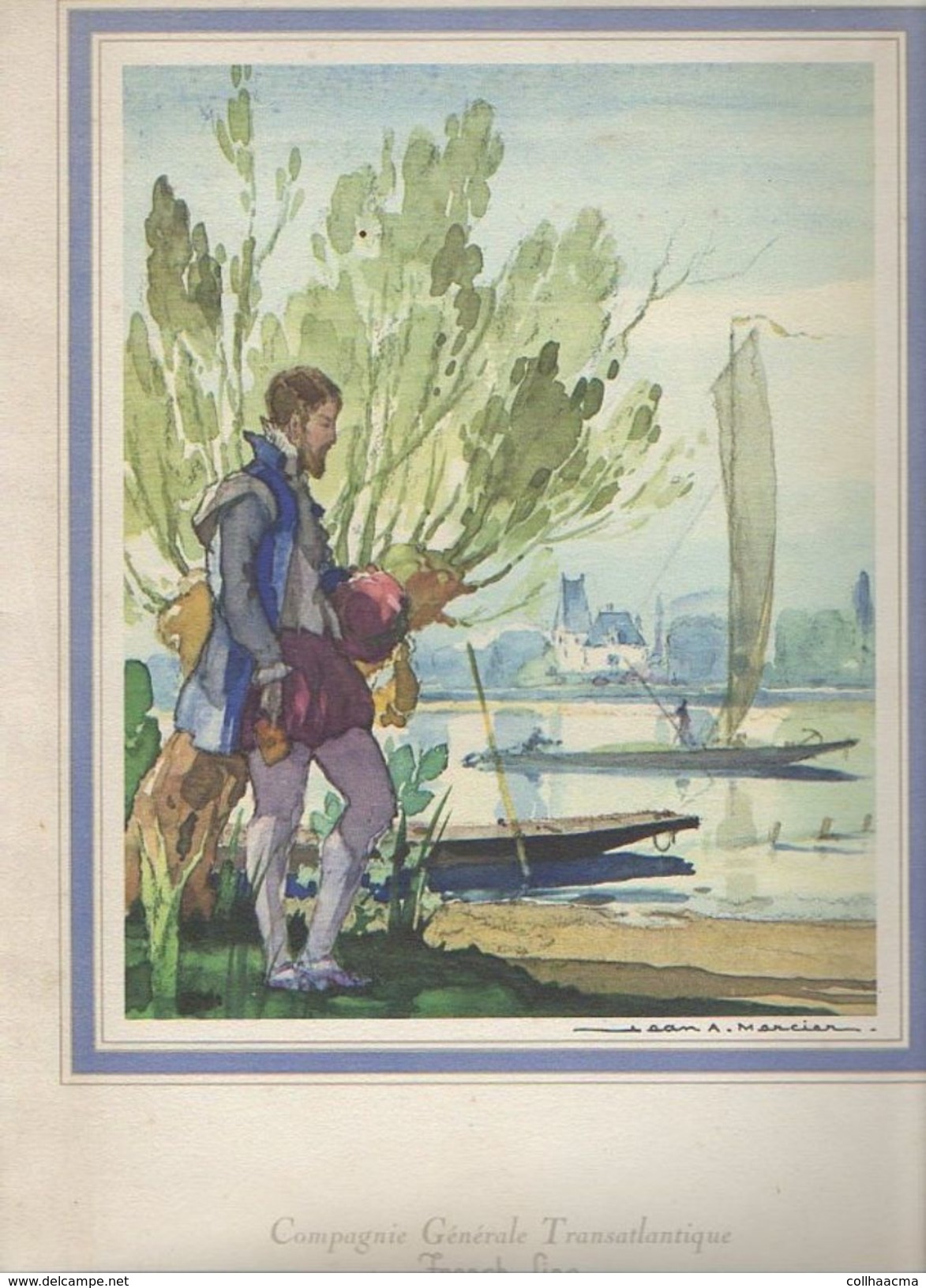 1969 Menu "Compagnie Générale Transatlantique" French Line Paquebot "France"  / Illustration Jean A. Mercier - Menus