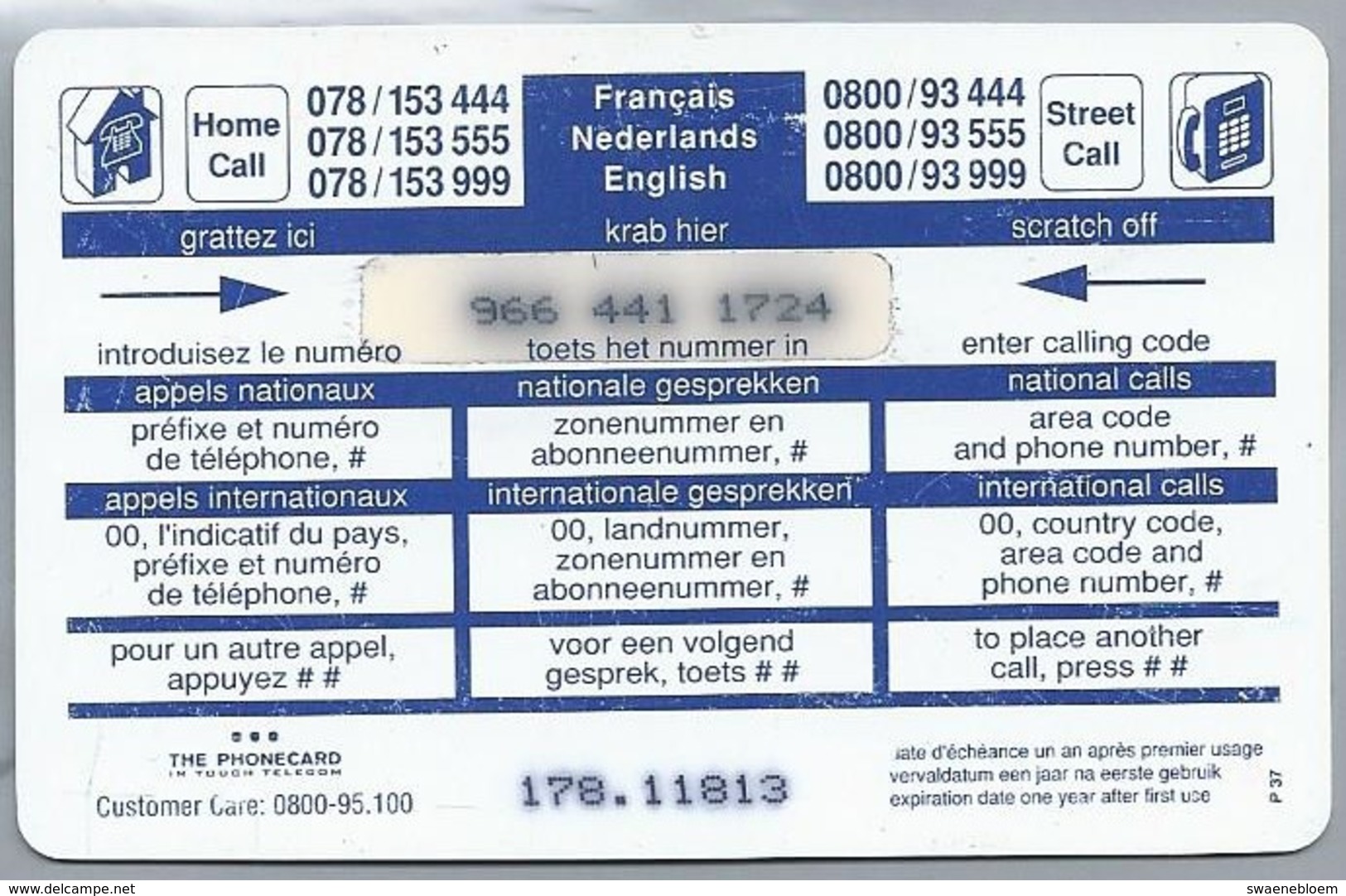 BE.- Telefoonkaart. THE PHONECARD In Touch Telecom. - 500BEF -. Manneke Pis. Brussel. 2 Scans - GSM-Kaarten, Herlaadbaar & Voorafbetaald