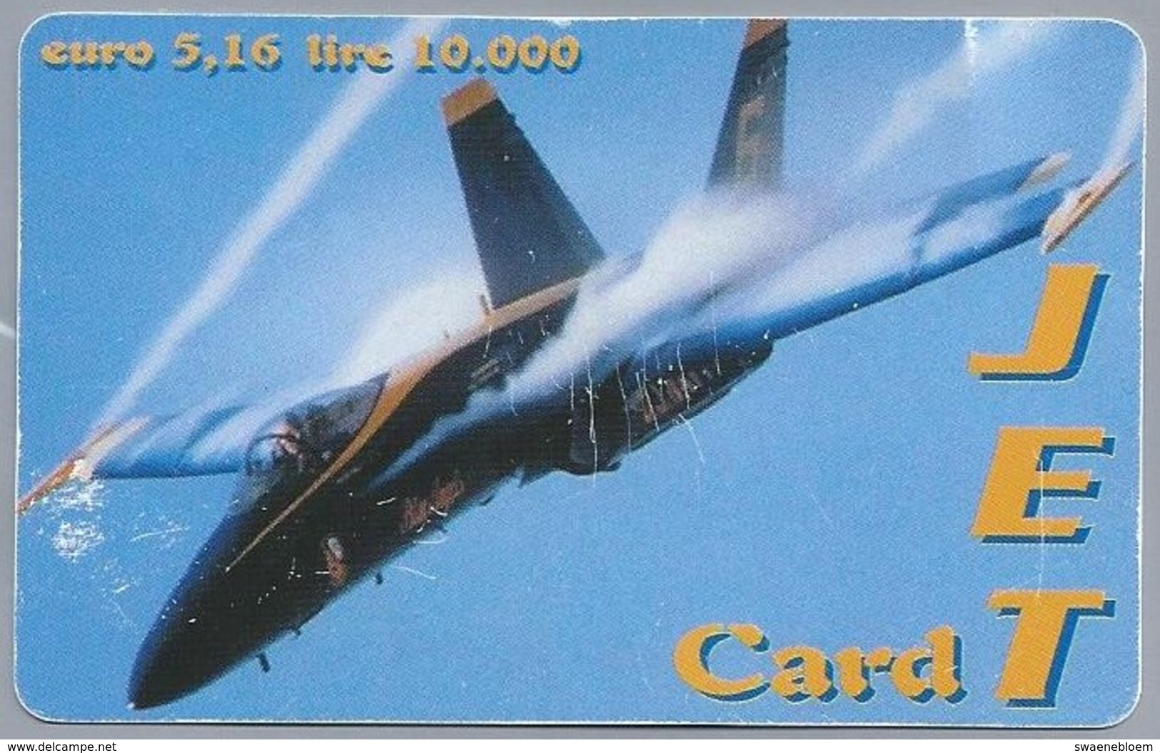 IT.- Telefoonkaart. PHONECARD. - € 5,16. LIRE 10.000. JET CARD. Carte Telefonica INTERNAZIONALE.. 2 Scans - Aviones