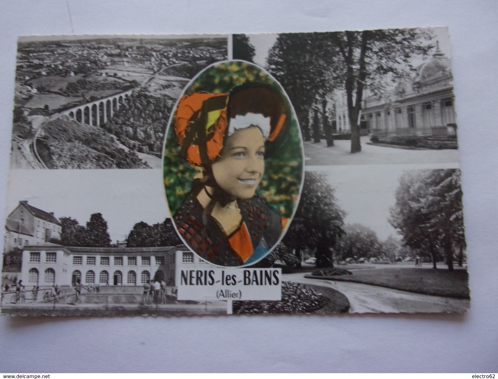 Carte Postale Neris-les-Bains Viaduc Casino Piscine Le Parc  Allier, Semeuse 20-5-1964 - Neris Les Bains