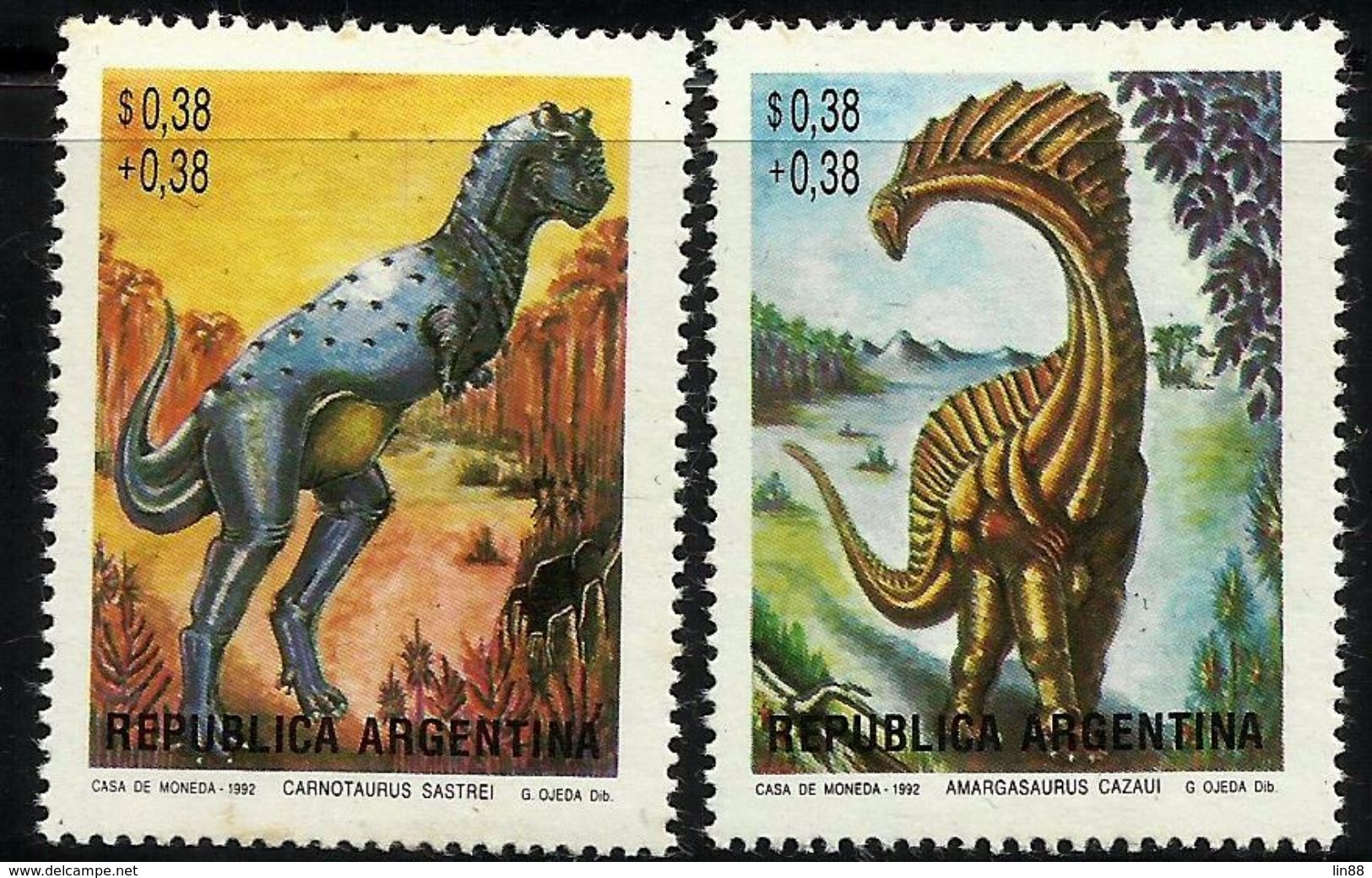 Argentina 1992 Dinosaurs Set Of 2 MNH - Neufs