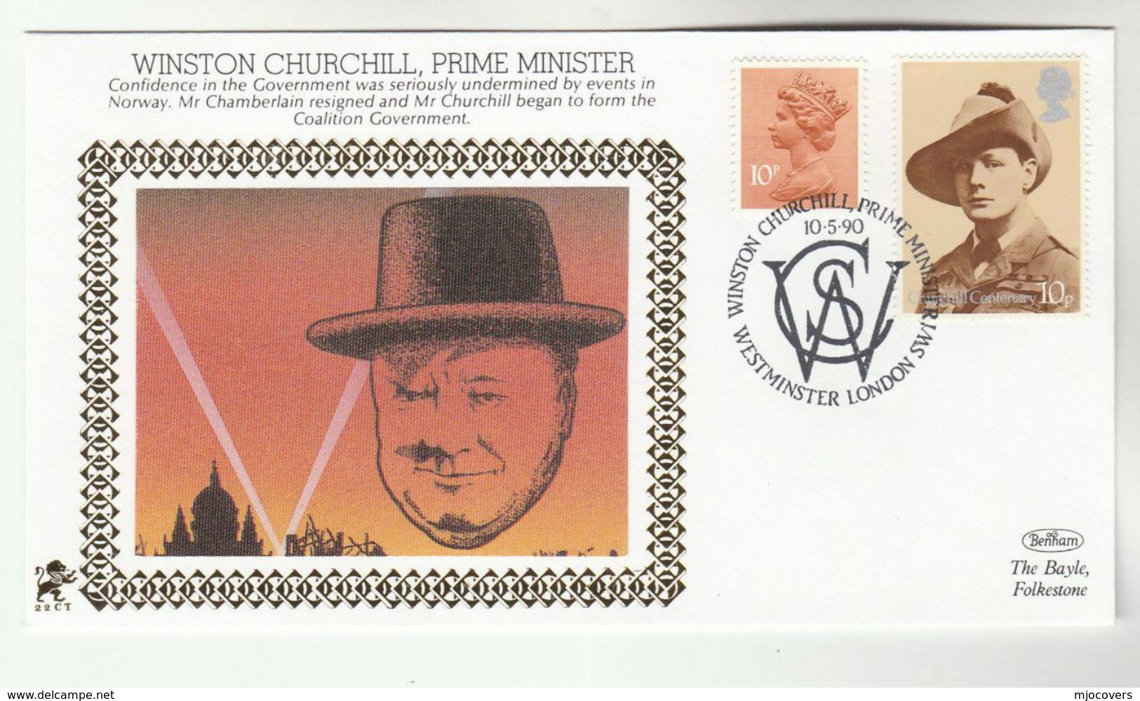1990 GB Very Ltd EDITION COVER Anniv WINSTON CHURCHILL WWII EVENT Westminster Stamps - Guerre Mondiale (Seconde)
