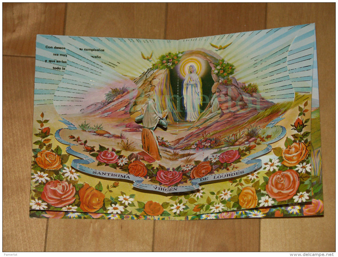 Religion - Carte Pup-up Theme: Apparition à Ste Bernadette Soubirous à Lourdes, Carte Ouvrante, 3 Scans - Religion & Esotérisme