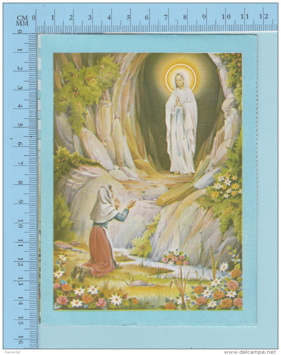 Religion - Carte Pup-up Theme: Apparition à Ste Bernadette Soubirous à Lourdes, Carte Ouvrante, 3 Scans - Religion & Esotericism