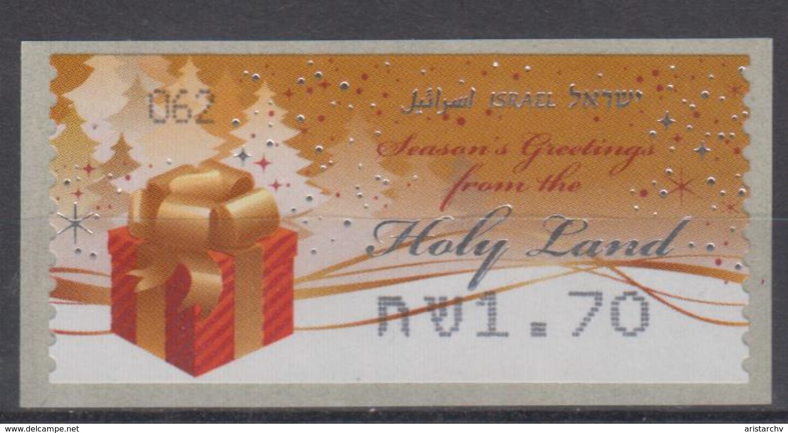 ISRAEL 2010 KLUSSENDORF ATM CHRISTMAS SEASON'S GREETINGS FROM THE HOLY LAND NUMBER 062 - Franking Labels