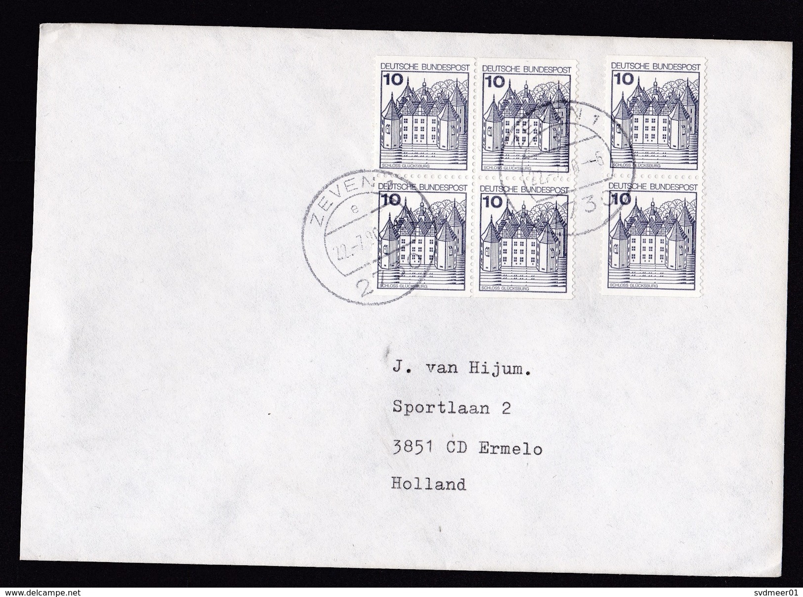 Germany: Cover To Netherlands, 1980, 6 Booklet Stamps, Castle (traces Of Use) - Brieven En Documenten