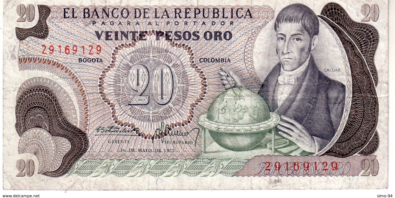 Colombia P.409 20 Pesos 1973  Xf - Colombia