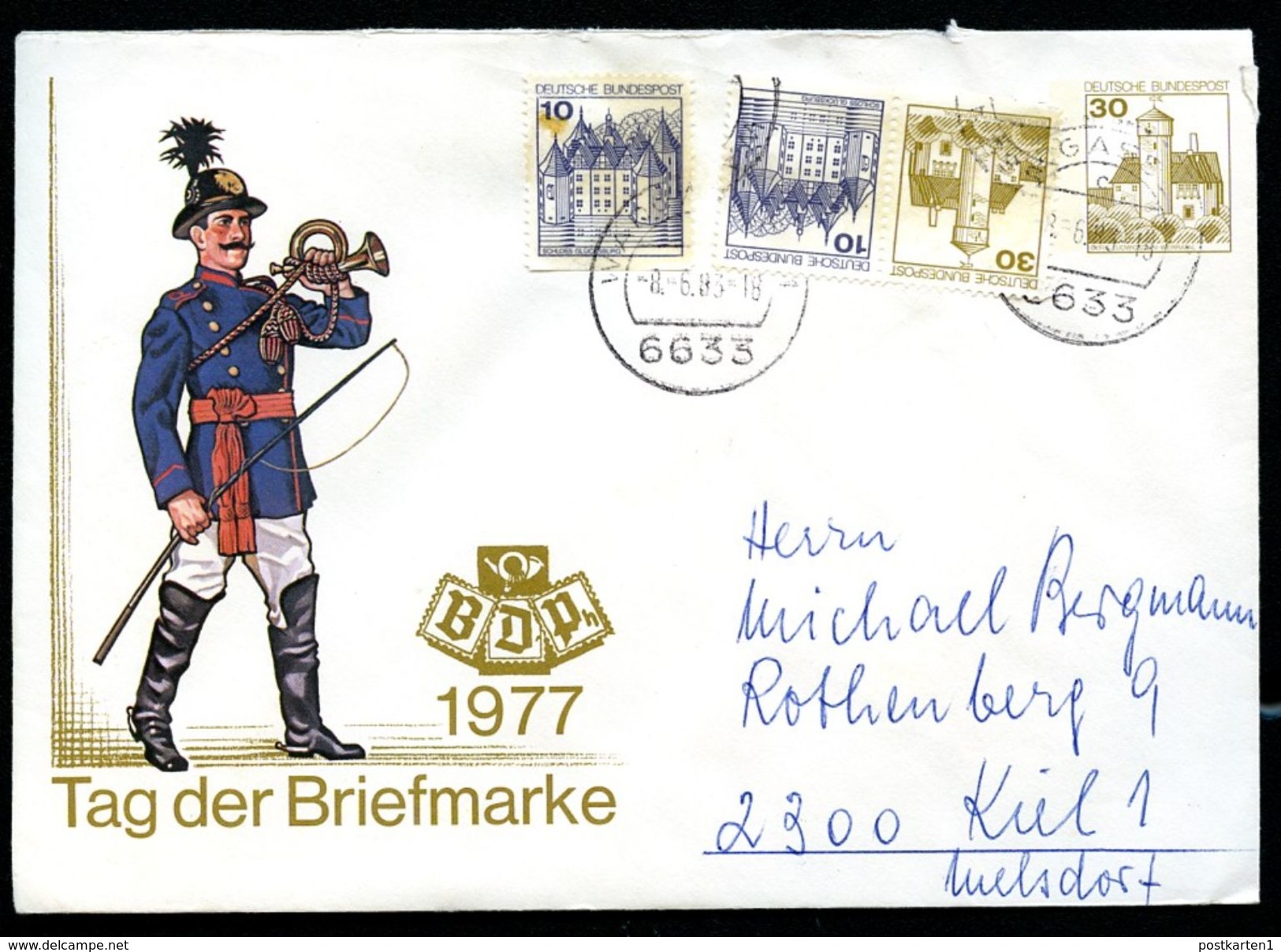 Bund PU108 C1/001 Privat-Umschlag PREUSSISCHER POSTILLION  1977 Gebraucht NGK 8,00 € - Private Covers - Used