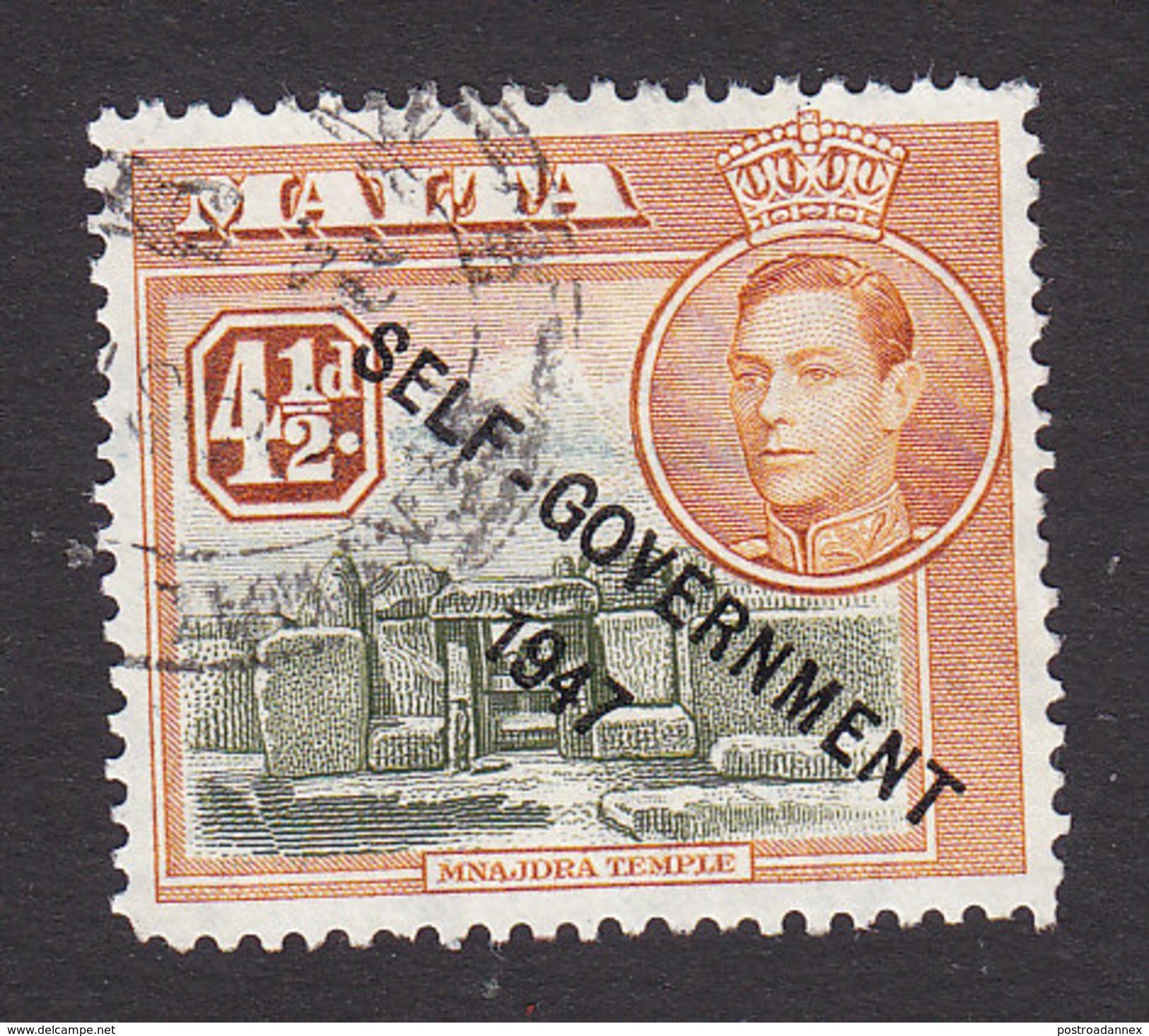 Malta, Scott #215, Used, George VI Overprinted, Issued 1948 - Malta (...-1964)