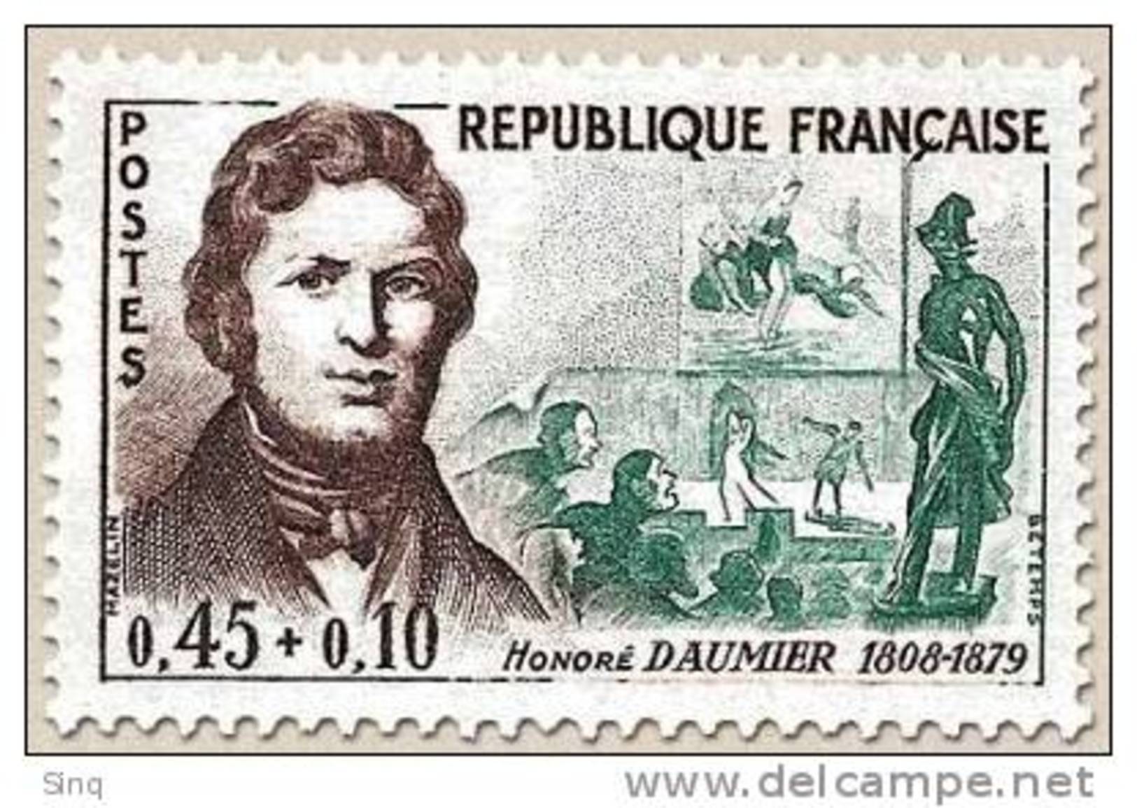 N° 1299 Honoré Daumier Faciale 0,45+0,10 F - Unused Stamps