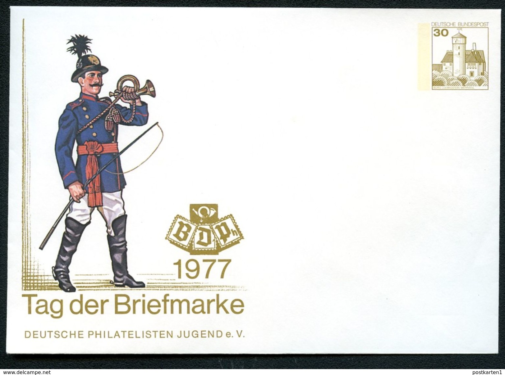 Bund PU108 C1/002a Privat-Umschlag PREUSSISCHER POSTILLION ** 1977 NGK 8,00 € - Private Covers - Mint