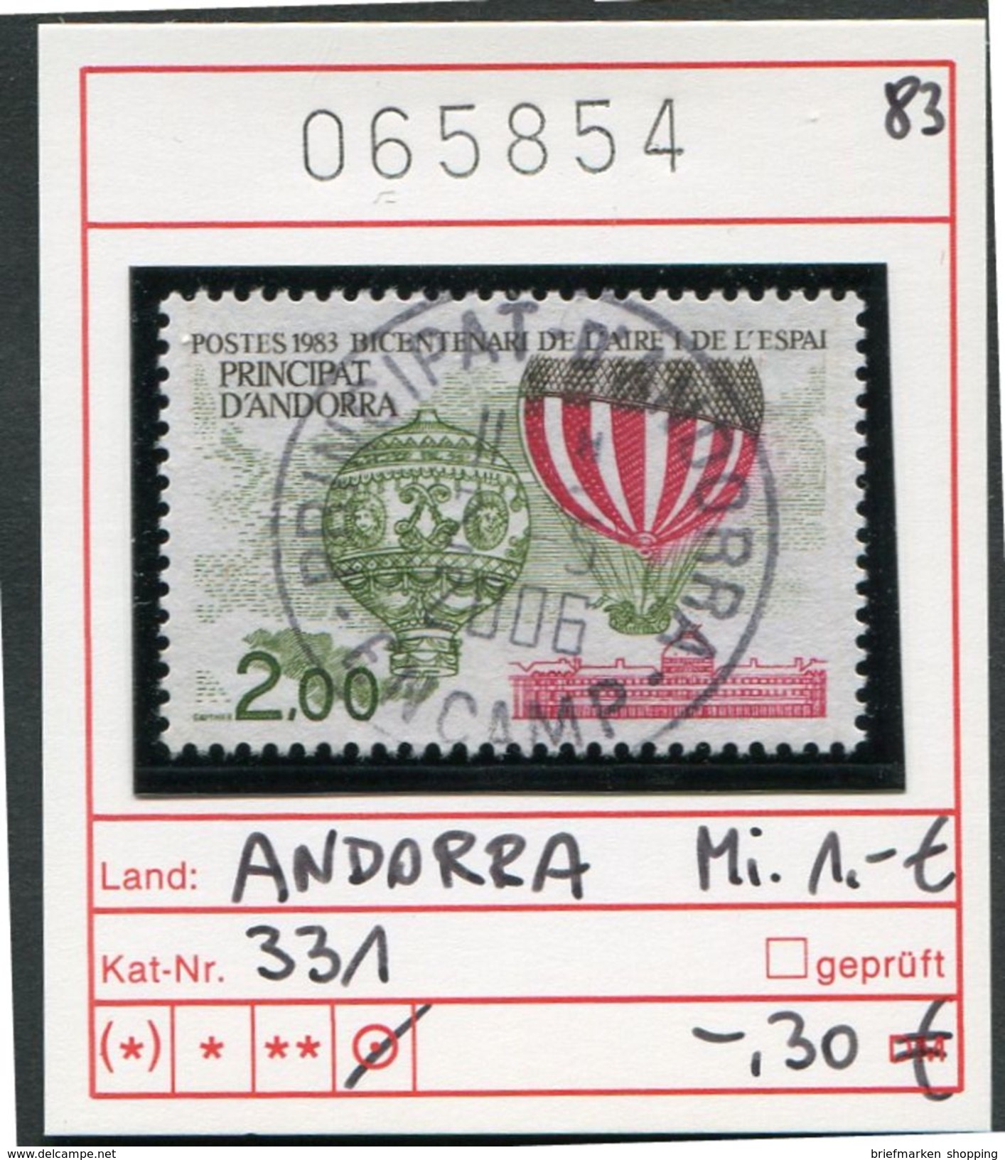 Andorra - Andorre -  Michel 331 - Oo Used Gebruik Oblit. - Oblitérés