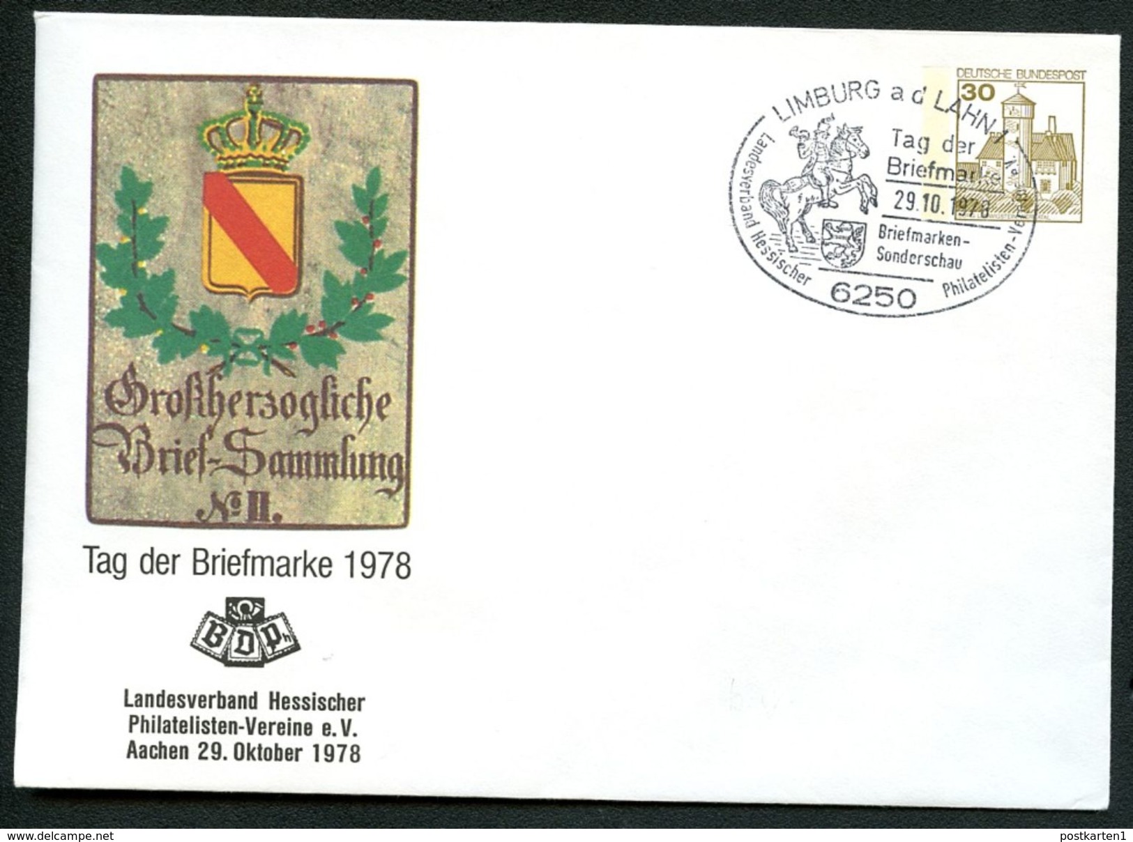 Bund PU108 C1/019b Privat-Umschlag TAG DER BRIEFMARKE LV HESSEN Sost.Limburg1978 - Enveloppes Privées - Oblitérées