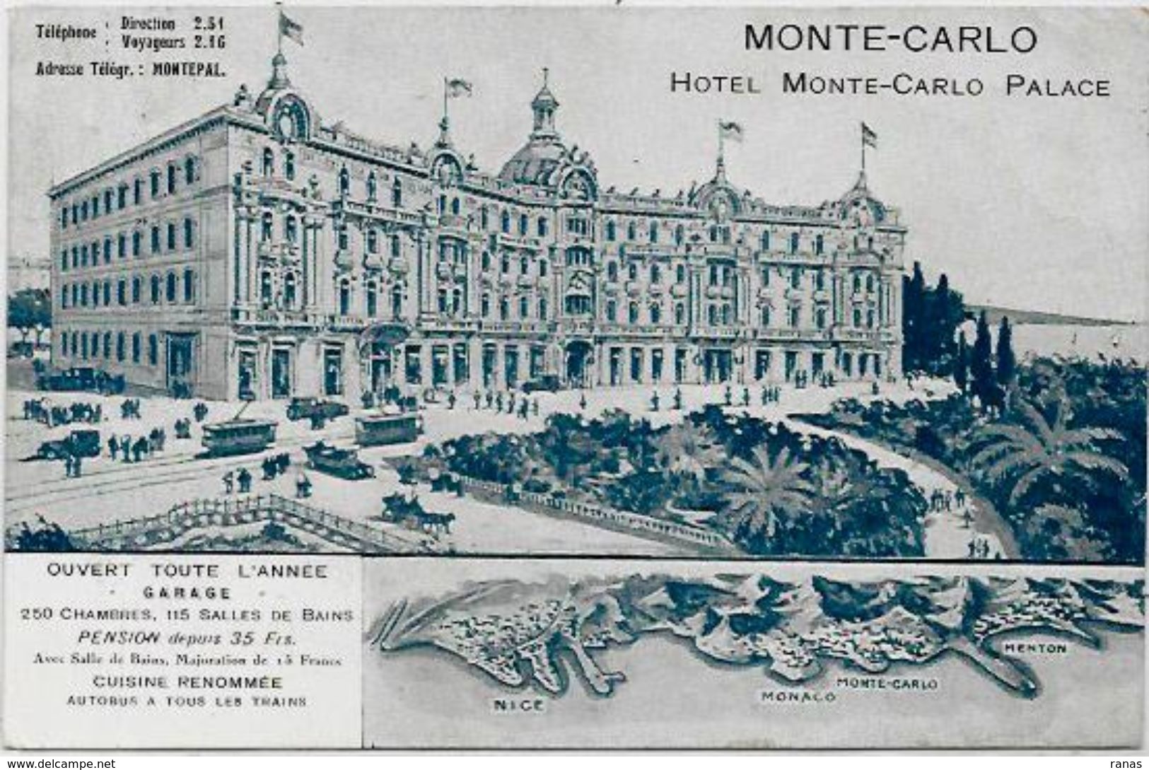 CPA Monaco Monte Carlo Hôtel Palace Circulé - Monte-Carlo