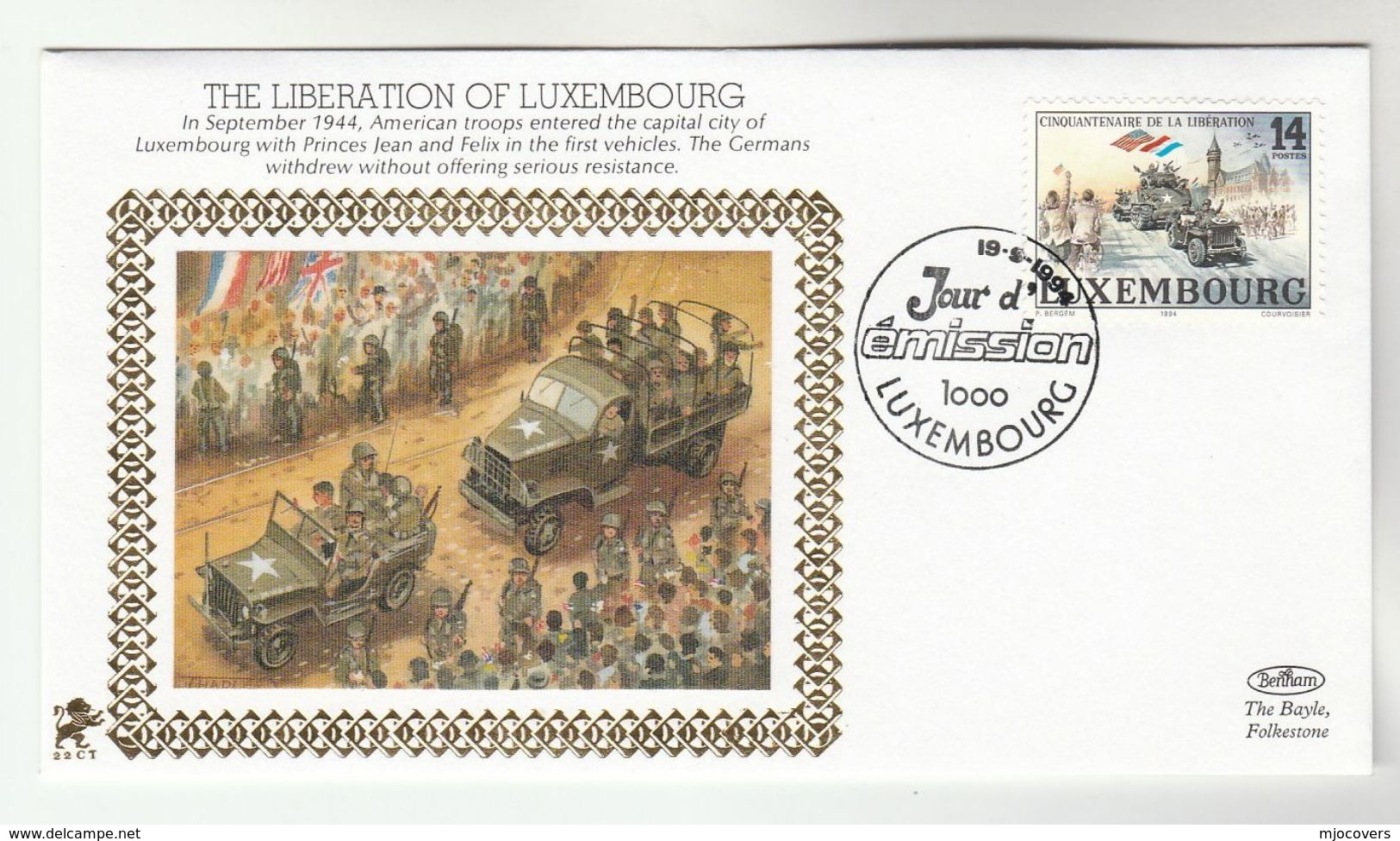 1994 LUXEMBOURG Very Ltd EDITION FDC Anniv LIBERATION WWII Event Stamps Cover - WW2