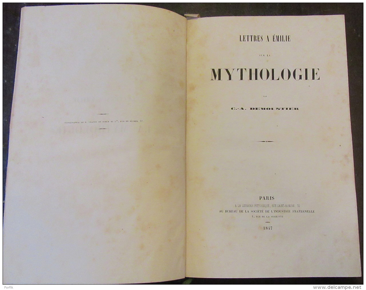 Livre Ancien - Charles-Albert Demoustier - Lettres à Emilie Sur La Mythologie - 1847 - 1801-1900