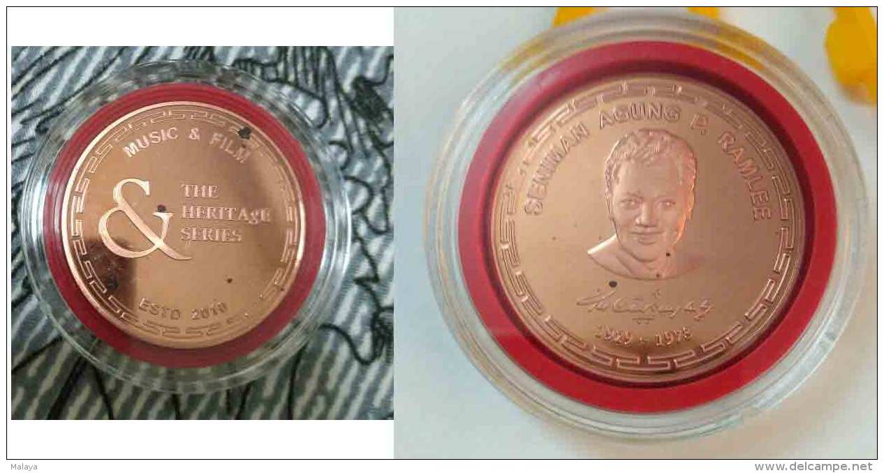 Monnaie  MALAYSIE  MALAYSIA 2010 Famous Artist Singing Actor P. Ramlee Copper Medallion Proof - Malaysia