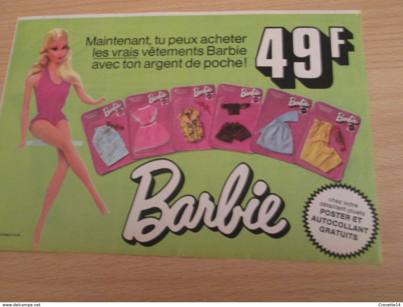 VETEMENTS A 49 F (belges) POUPEE BARBIE Pour  Collectionneurs ... PUBLICITE MATTEL Page De Revue Des Années 70 - Barbie