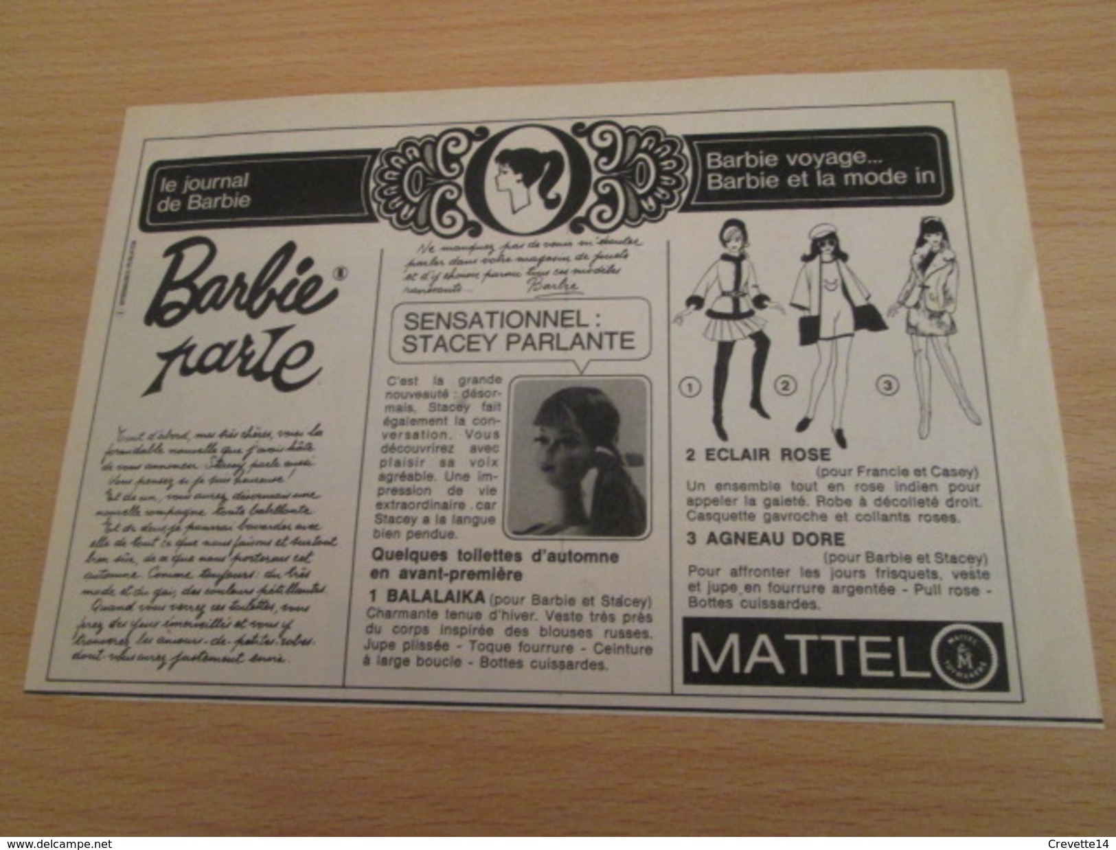 BARBIE PARLE C'est Pas Comme Jean Moulin !  Pour  Collectionneurs ... PUBLICITE MATTEL Page De Revue Des Années 70 - Barbie