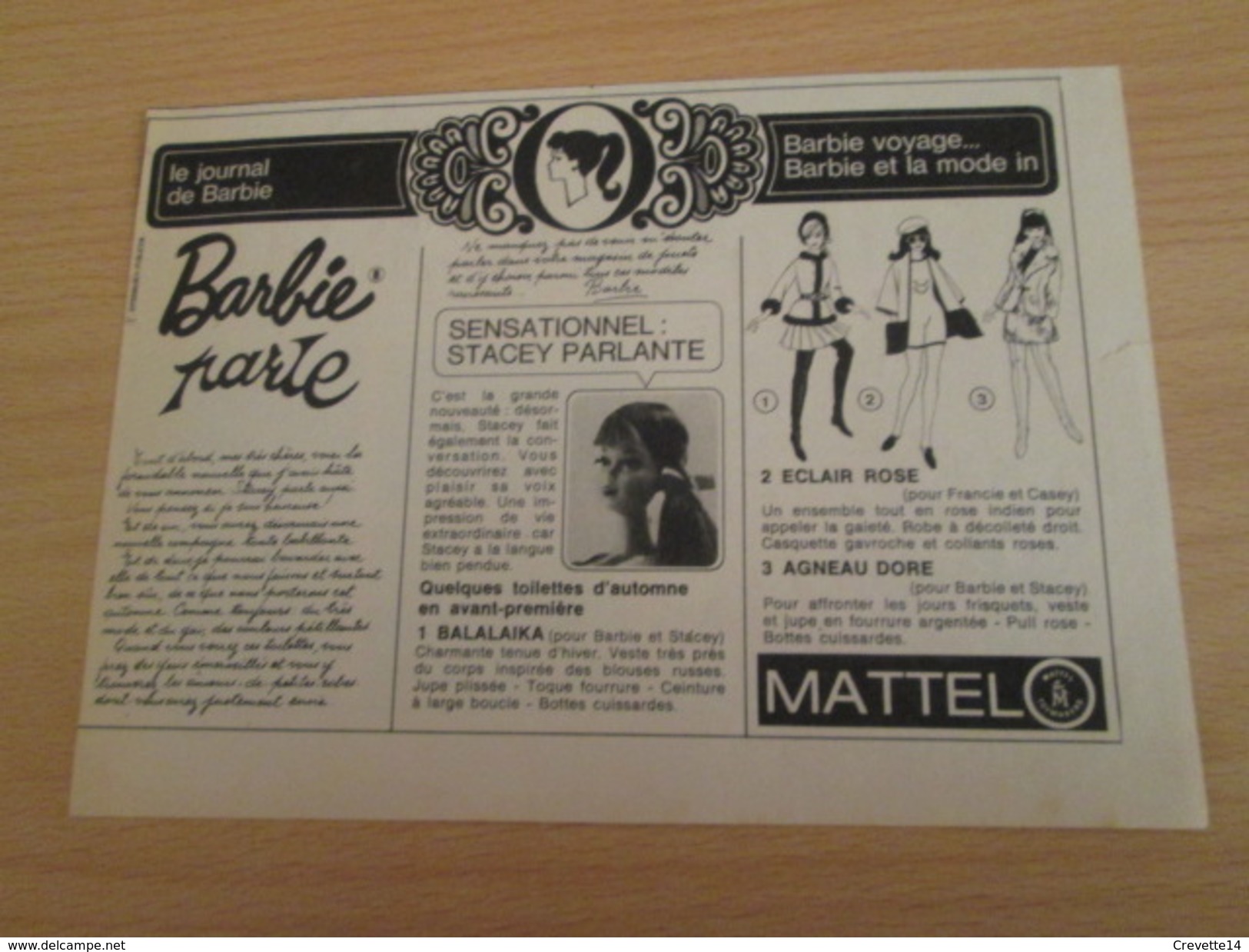 BARBIE PARLE  Pour  Collectionneurs ... PUBLICITE MATTEL Page De Revue Des Années 70 - Barbie