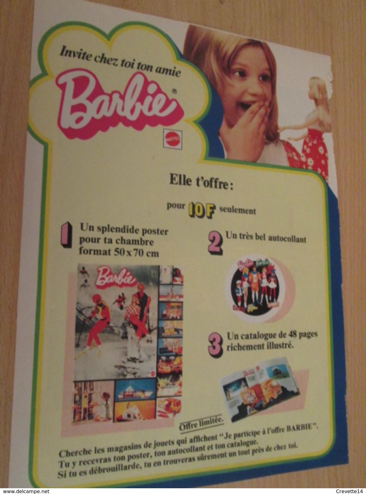 INVITE CHEZ TOI TON AMIE BARBIE  Pour  Collectionneurs ... PUBLICITE MATTEL Page De Revue Des Années 70 - Barbie